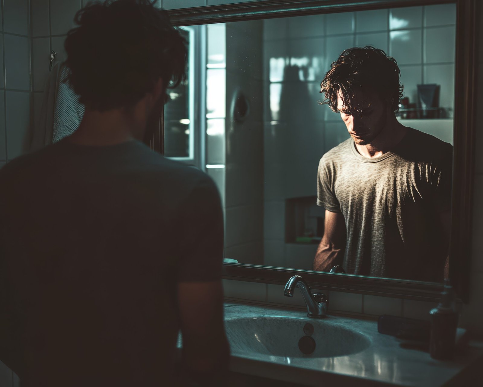 Man walking to the bathroom during the night