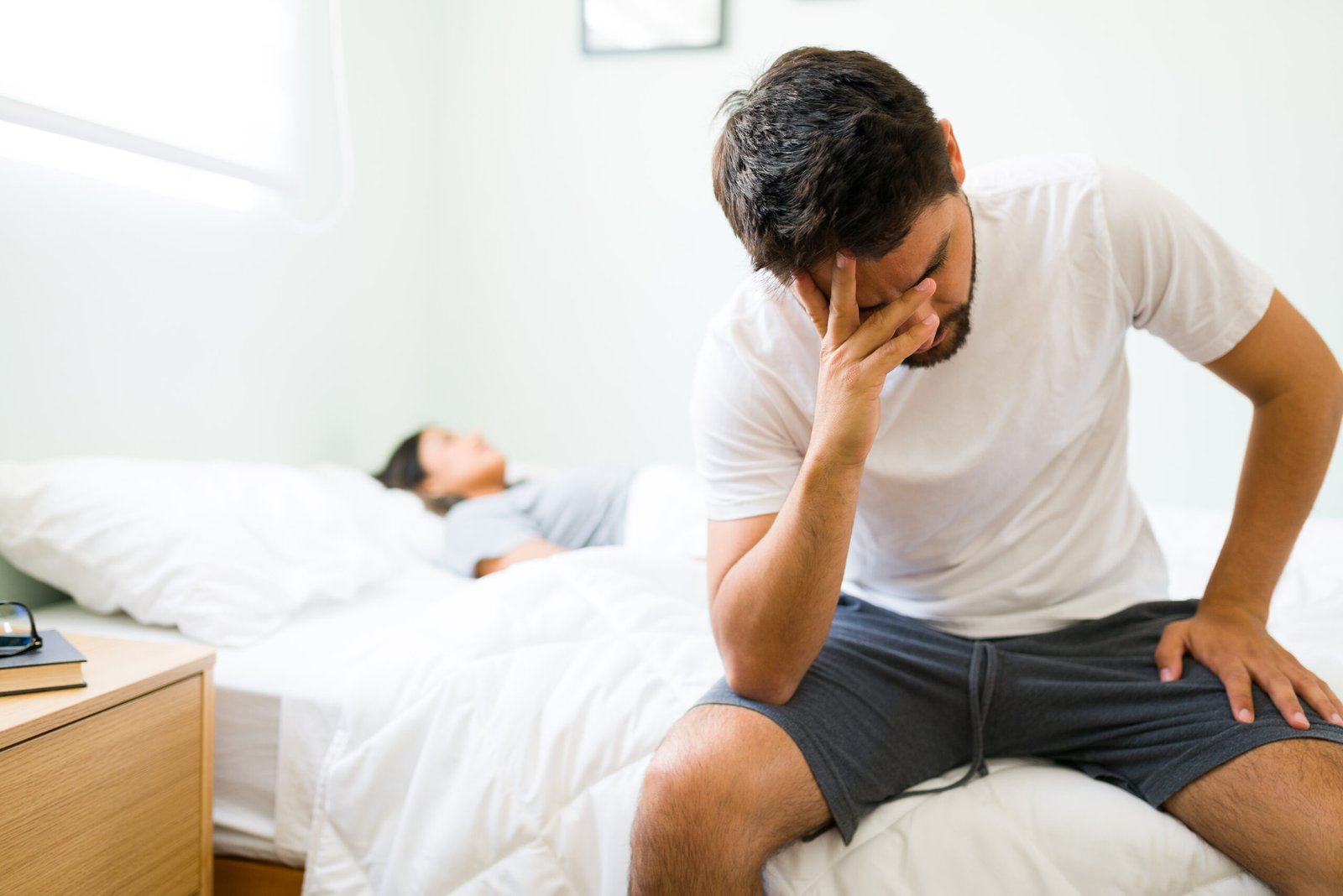 Man experiencing urinary symptoms associated with prostate health